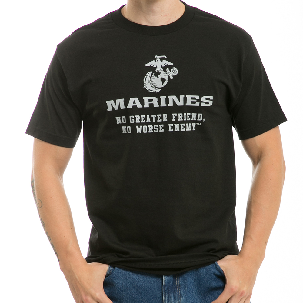 Marines 'No Greater Friend, No Worse Enemy' Black Shirt - Devil Dog Depot